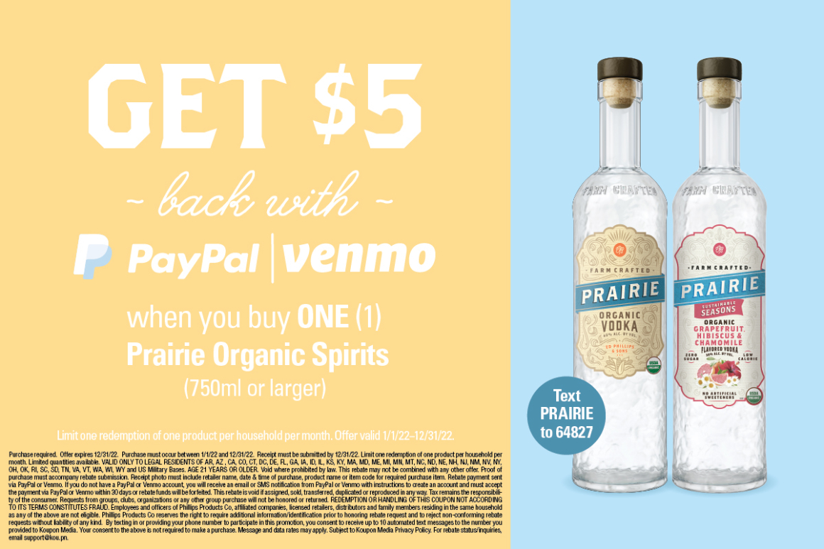 Get $5 back with PayPal or Venmo